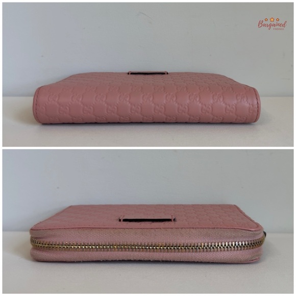 Authentic GUCCI Pink Micro-Guccissima Embossed Leather Compact Zippy Wallet - Picture 5 of 13